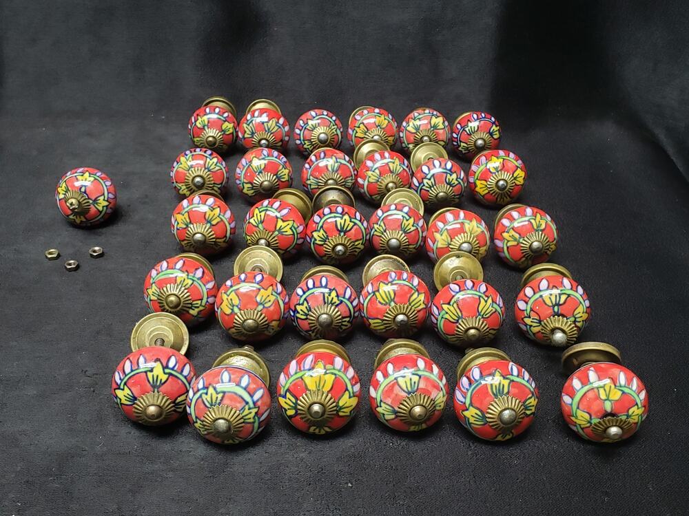 31 Porcelain Floral Hand Painted Knobs Dresser Cabinets Kitchen Bathroom Drawer